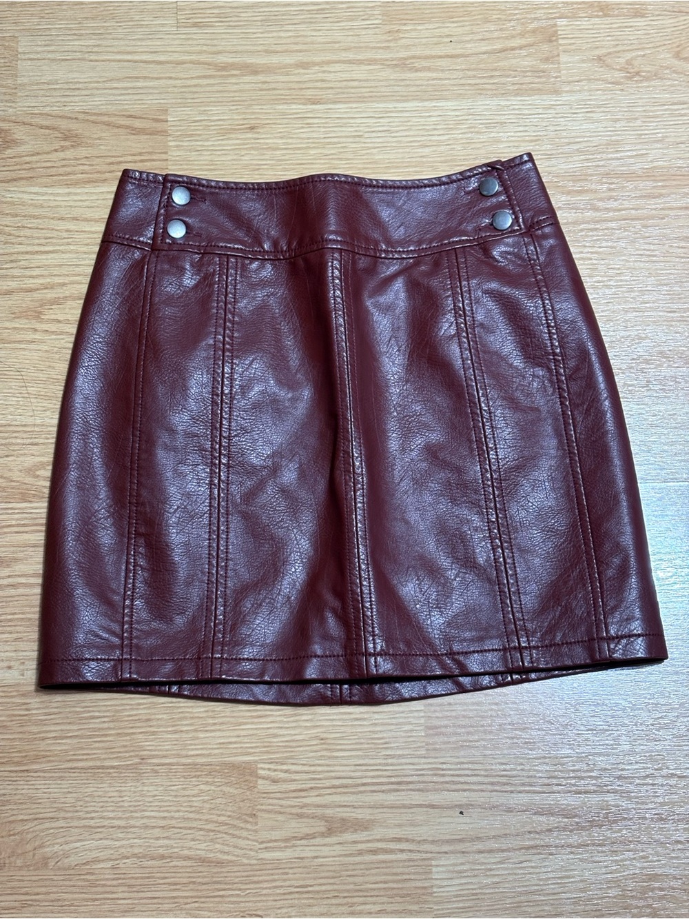 Free People Faux Leather Mini Skirt - Burgundy